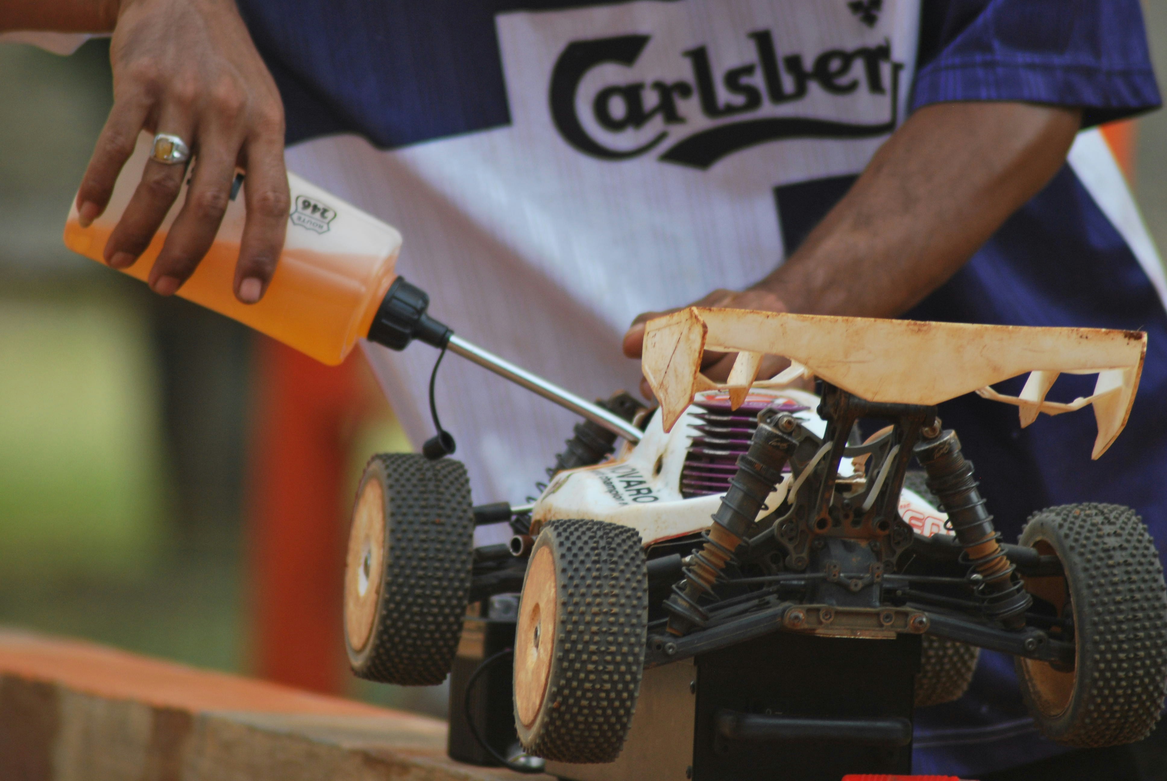 Nitro car being refueled