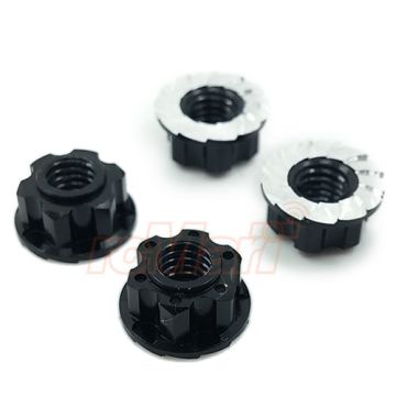 Yeah Racing 4mm Aluminium Wheel Flange Lock Nut 4pcs Black (YA-0448BK)