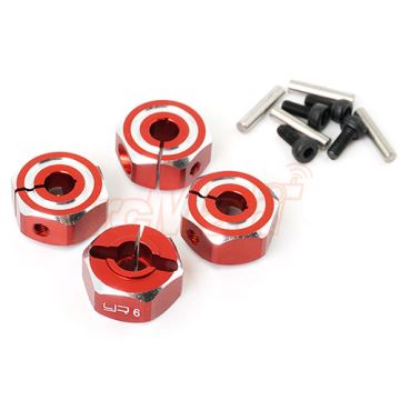 Yeah Racing Aluminium 6mm Wheel Adapter Set 12mm Hex Red (WA-033RD)