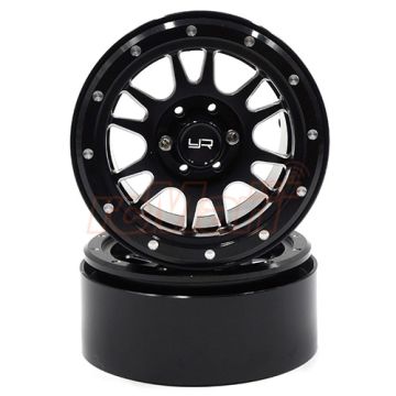 Yeah Racing 2.2 Aluminium CNC 12 Spoke Beadlock Wheel w/Wheel Hub 2pcs Black (WL-0119BK)
