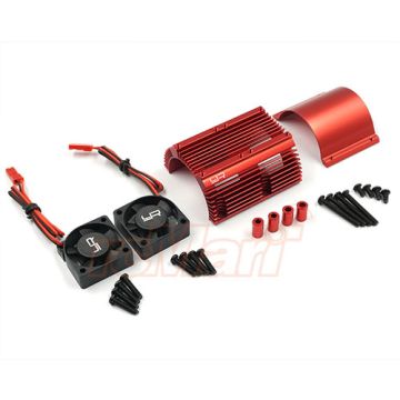 Yeah racing Heat Sink with Twin Tornado High Speed Fans 1:8 - 40.8mm Motors (YA-0261RD)