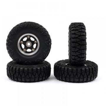 Yeah Racing Aluminium CNC 5 Spoke w/Graphite Beadlock Wheel Set Axial SCX24 Element Enduro24 (WL-0170SV)