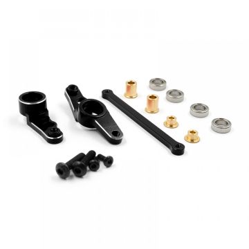 Xtra Speed Aluminium Steering Assembly w/Bearing Set Black Tamiya TA01/TA02 (XS-TA29147BK)