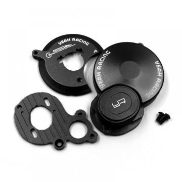 Yeah Racing Aluminium Gear Cover w/Motor Mount - Black Tamiya BBX (BB-01) (TABB-010BK)