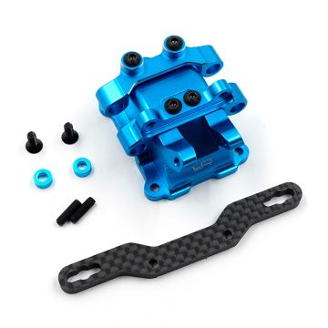 Yeah Racing Aluminium Gearbox Cover w/Carbon Damper Mount Tamiya TT02 (TATT-061BU)