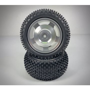 Absima 1:10 Aluminium Buggy Wheel Set 2WD/4WD Block Tyre Rear 12mm Hex (2) (AB2500024)