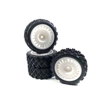 Absima 1:10 Wheel Set "Rally Block Design" White (4) (AB2510062)