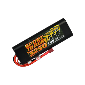 Overlander 3250mAh 7.4V 2S 55C Hard Case Round Sport Track LiPo Battery - Deans (OL2581DEANS)