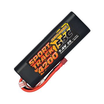Overlander 4200mAh 7.4V 2S 55C Hard Case Round Sport Track LiPo Battery - Deans (OL3140DEANS)