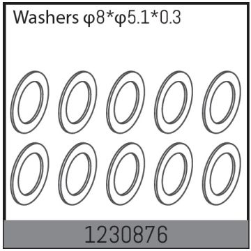 Absima 8*5.1*0.3 Washers (10)  (AB1230876)