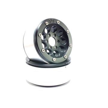 Metsafil Beadlock Wheels GUN Black/Black 1.9 (2) w/o Hub (MT5020BB)