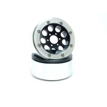 Metsafil Beadlock Wheels GUN Black/Silver 1.9 (2) w/o Hub (MT5020BS)