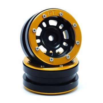 Metsafil Beadlock Wheels PT-Distractor Black/Gold 1.9 (2 pcs) (MT0040BGO)