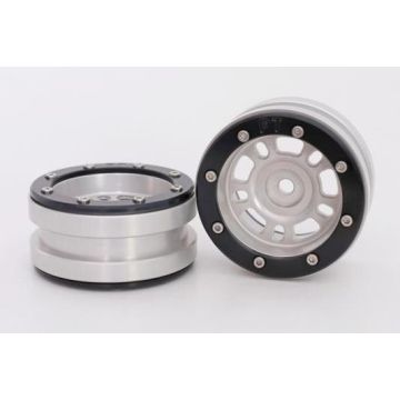 Metsafil Beadlock Wheels PT-Distractor Silver/Black 1.9 (2 pcs)Â  (MT0040SBÂ )