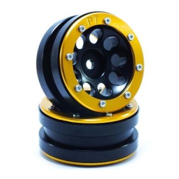 Metsafil Beadlock Wheels PT-Ecohole Black/Gold 1.9 (2 pcs) (MT0050BGO)