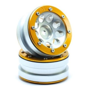 Metsafil Beadlock Wheels PT-Ecohole Silver/Gold 1.9 (2 pcs) (MT0050SGO)