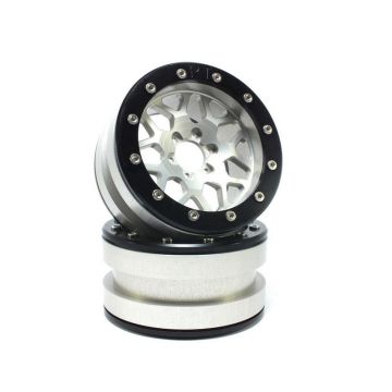 Metsafil Beadlock Wheels PT-MESH silver/black 2.2 (2) w/o Hub (MT2210SB)
