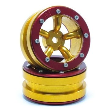 Metsafil Beadlock Wheels PT-Safari Gold/Red 1.9 (2 pcs) (MT0010GOR)