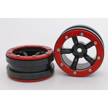 Metsafil Beadlock Wheels PT-Safari Black/Red 1.9 (2 pcs)Â  (MT0010BRÂ )