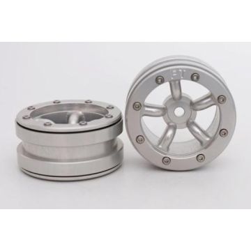 Metsafil Beadlock Wheels PT-Safari Silver/Silver 1.9 (2 pcs)Â  (MT0010SSÂ )