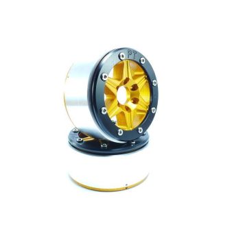 Metsafil Beadlock Wheels SIXSTAR Gold/Black 1.9 (2) w/o Hub (MT5010GOB)