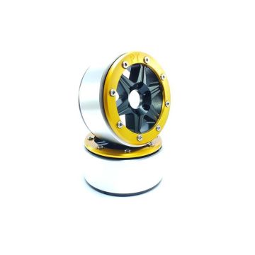 Metsafil Beadlock Wheels SIXSTAR Black/Gold 1.9 (2) w/o Hub (MT5010BGO)