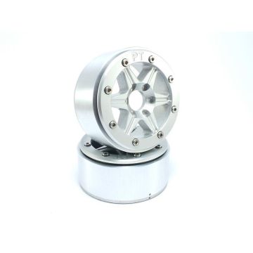 Metsafil Beadlock Wheels SIXSTAR Silver/Silver 1.9 (2) w/o Hub (MT5010SS)
