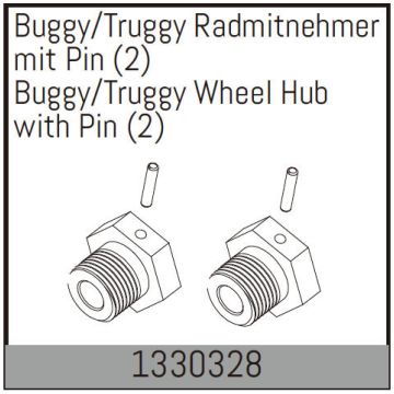 Absima Buggy/Truggy Wheel Hub With Pin (2) (AB1330328)