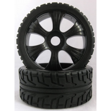 SC Models 1:8 Buggy On Road Wheel & Tyre Set (4) - Black (SCDTHW00009)
