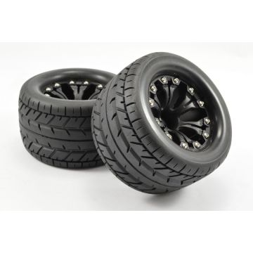 Fastrax 1:10 MT Eagle Mounted 6 Spoke Black 1/2 Off Set (Pr) (FAST1202B)