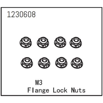 Absima Flange Lock Nut M3 (8) (AB1230608)
