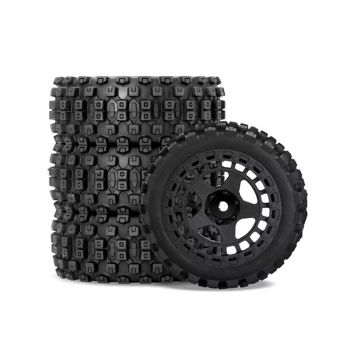 RC Overhaul Mud Block, Tyre w/ Black Rim Set, 1/18 Typhon (G-RCO-AR034)