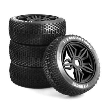 RC Overhaul Buggy Wheel & Tyre (pk4) 1/8th Offroad, Black (G-RCO-UN003)
