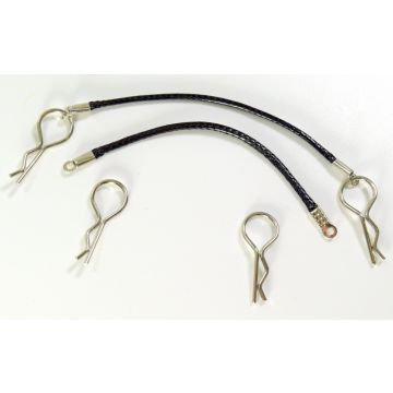 Absima 1:10 Body Clips With Rope, BLack (80mm) (AB2440025)