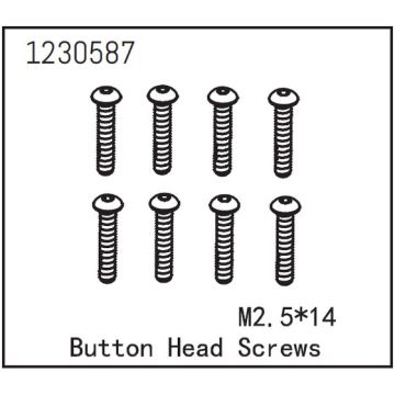 Absima Button Head Screw M2.5*14 (8) (AB1230587)
