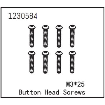 Absima Button Head Screw M3*25 (8) (AB1230584)