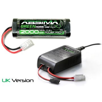 Absima RC Car Battery & Charger Combo - NC-1 NiMH Charger + 7.2V 2000 NiMH Battery (AB4200010UK)