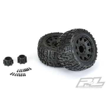 Proline Trencher LP 3.8" Tyres On Raid BLK 8x32 Hex Wheels MT (PL10175-10)