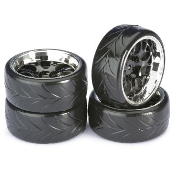 Absima Wheel Set Drift LP " Comb / Profile A" black/chrome 1:10 (4 pcs) (AB2510040)