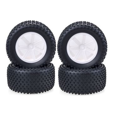 SC Models 1:10 Truck Wheel & Tire Set 7 Spoke White - 4pcs (SC6638)