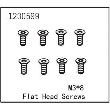 Absima Flat Head Screw M3*8 (8) (AB1230599)