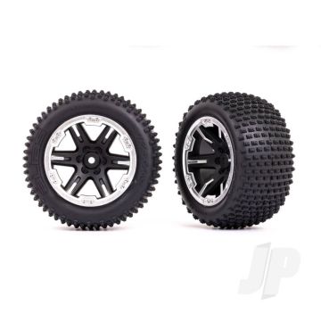 Traxxas Tyres & Wheels, Assembled, Glued (2.8') (Rxt Black & Satin Wheels, Alias Tyres, Foam Inserts) (2Wd Electric Rear) (2) (Tsm Rated) (TRX3772X)