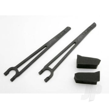 Traxxas Hold Downs, Battery, Left & Right (2 Pcs) / Foam Spacers (2 Pcs) (Fits Standard Battery Packs) (TRX3927)