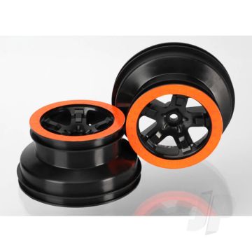 Traxxas Sct Black Wheels, Orange Beadlock (Pair) (TRX5868X)