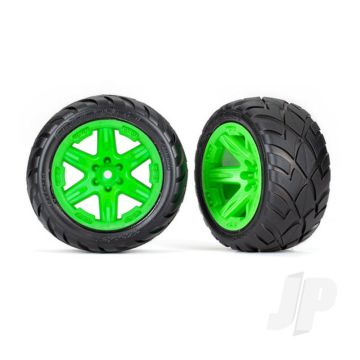 Traxxas Tyres & Wheels, Assembled, Glued (2.8') (Rxt Green Wheels, Anaconda Tyres, Foam Inserts) (4Wd Electric Front/Rear, 2Wd Electric Front Only) (2) (Tsm Rated) (TRX6775G)
