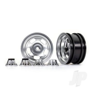 Traxxas Wheels, 2.2In, Satin Chrome (2)/ Center Caps (2) (Requires #8255A Extended Thread Stub Axle) (TRX8158)
