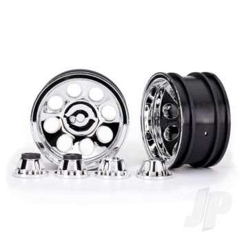 Traxxas Wheels, 2.2", Classic Chrome (2)/ Center Caps (Front (2), Rear (2)) (Requires #8255A Extended Thread Stub Axle) (TRX8163)