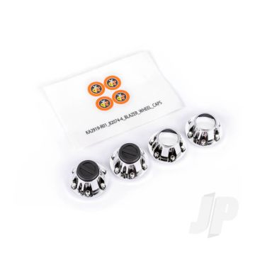 Traxxas Center Caps, Wheel (Chrome) (Front (2), Rear (2)) (Requires #8255A Extended Stub Axle) (TRX8164X)
