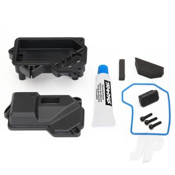 Traxxas Box, Receiver (Sealed) (Steering Servo Mount) / Receiver Cover / Access Plug / Foam Pads / Silicone Grease / 2.5X10 Cs (3 Pcs) (TRX8324)