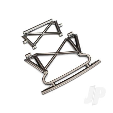Traxxas Bumper, Front / Bumper Support (Satin Black Chrome-Plated) (TRX8535X)
